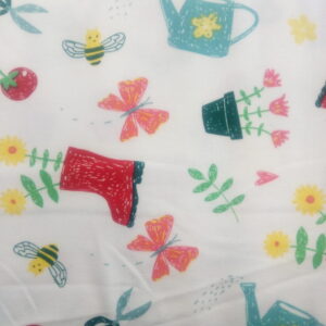 Super Soft Jersey Fabric Metalic Gold Glowing Full/Half metre Panel bunny garden
