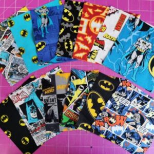 DC Batman Superman WW Charm pack 5 inch 38/40 Squares Rotary Cut Various Designs - Batman 40