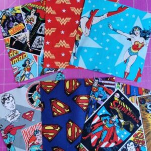 DC Batman Superman WW Charm pack 5 inch 38/40 Squares Rotary Cut Various Designs - DC mix 38
