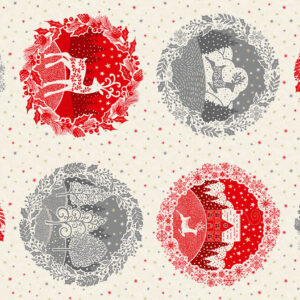 Makower Scandi Christmas Red/grey FQ,1/2m & panel Advent reindeer tree star snow