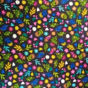 Makower Katie's Cats Ditzy Flower Grey/gold detail FQ & 1/2m  100% cotton - Fat Quarter