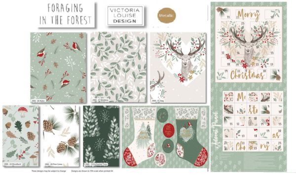 Foraging in Forest Christmas fabric