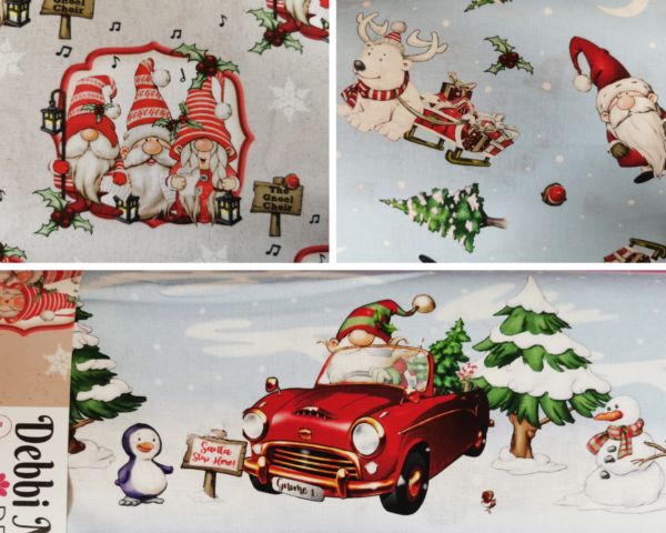 Debbi Moore Driving Gnome Christmas Fabric