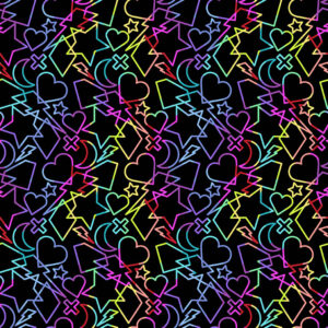 Makower Libs Elliot Beguiled charms splatter rainbow mix icon FQ & 1/2m