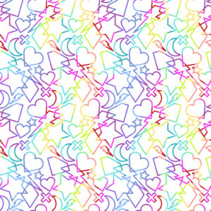 Makower Libs Elliot Beguiled charms splatter rainbow mix icon FQ & 1/2m