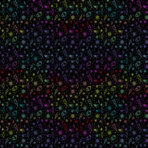 Makower Libs Elliot Beguiled charms splatter rainbow mix icon FQ & 1/2m