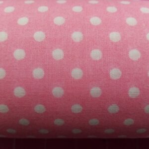 Polycotton polka dot white/colour multi 80% poly 20%cotton 1/2m - baby pink