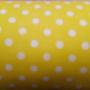 Polycotton polka dot white/colour multi 80% poly 20%cotton 1/2m - yellow main