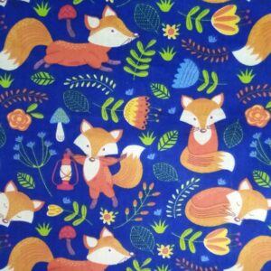 Polycotton pattened, multi colours design 80% poly, 20%cot, Half metre, - foxes