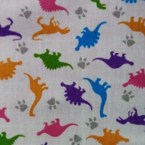Polycotton pattened, multi colours design 80% poly, 20%cot, Half metre, - dinosaurs