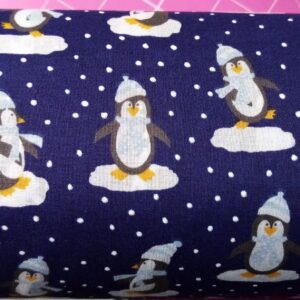 Polycotton pattened, multi colours design 80% poly, 20%cot, Half metre, - mini penguin