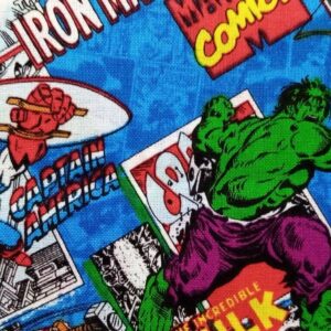 Marvel Heroes Licenced Fabric FQ & 1/2m 100% cotton comic book kawii line art