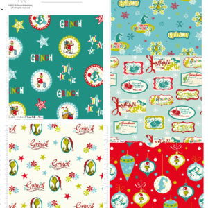 The Grinch Christmas Fabric FQ 1/2m stocking/advent panel FQ pack various design