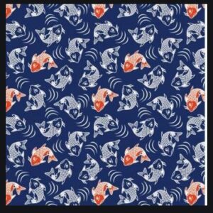 Stuart Hillard Kyoto Blossom Fabric FQ 1/2m 100% cotton Rice bowl bamboo carp
