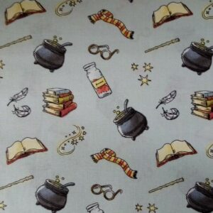 Harry Potter Licenced fabric FQ-1/2m wands magic owls houses map 100% cotton