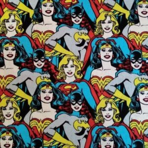 DC Heroes Heroines Licenced Fabric Super Wonder Bat girl power logo retro comic