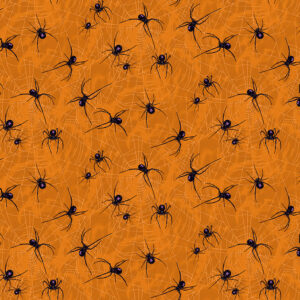 Makower Mystery Manor Halloween FQ & 1/2m spider bat skull pumpkin cat script
