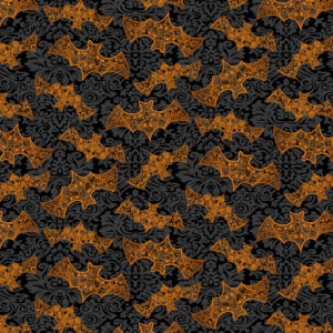 Makower Mystery Manor Halloween FQ & 1/2m spider bat skull pumpkin cat script