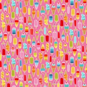 Makower Pool Party FQ, 1/2m & Double Border seaside ice cream parrot beach huts