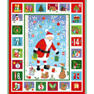 Makower Merry Christmas 2022 advent Calendar santa deer FQ 1/2m & panel free p&p