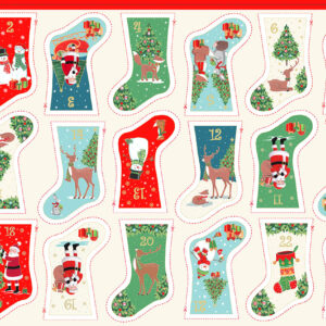 Makower Merry Christmas 2022 advent Calendar santa deer FQ 1/2m & panel free p&p