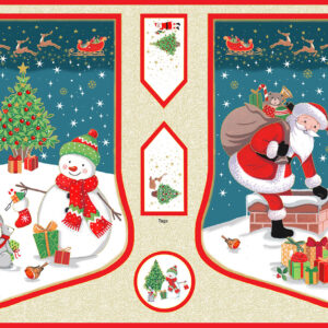 Makower Merry Christmas 2022 advent Calendar santa deer FQ 1/2m & panel free p&p