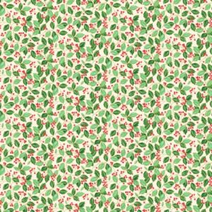 Makower Festive Christmas Metalic Stripe & Holly trail Floral FQ 1/2m