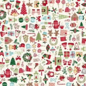 Makower Christmas Print Fabric FQ & 1/2m 100% cotton Snowflake Santa Reindeer