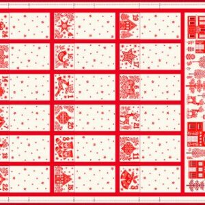 Makower Scandi Christmas 2023 Advent Calendar red grey Stripe FQ 1/2m & panel