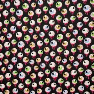 Craft Cotton Spooky Halloween Fabric Spiders Monsters Horror Clown Zombie Tarrot - metre, eyeballs