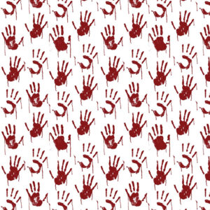 Craft Cotton Spooky Halloween Fabric Spiders Monsters Horror Clown Zombie Tarrot - metre, bloody hands