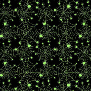 Craft Cotton Spooky Halloween Fabric Spiders Monsters Horror Clown Zombie Tarrot - metre, glowing spiders