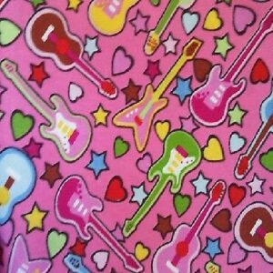 Cotton Poplin Fabric Various patterns 100% cotton 1/2m animals Camo Floral Tea - guitar rock