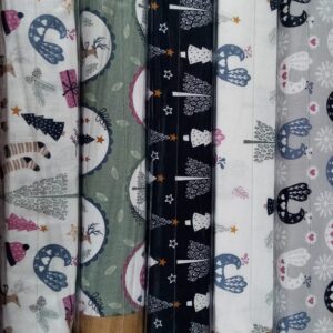 Craft Cotton Christmas Hygge Scandi Forest tree bird deer winter FQ 1/2m Bundle