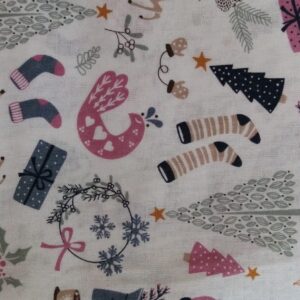 Craft Cotton Christmas Hygge Scandi Forest tree bird deer winter FQ 1/2m Bundle