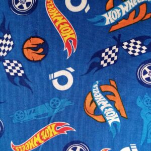 Boys Retro Hot Wheels Toy cars Racing Fabric FQ & 1/2m badges icons 100% cotton