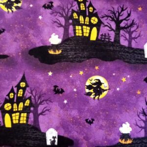 3 Wishes Boo Y'all Halloween FQ & 1/2m haunted house ghoul ghost cats & bats mix