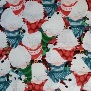 3 Wishes Gnome for Christmas FQ, 1/2m & 1 yrd panel gonks lights santas elves