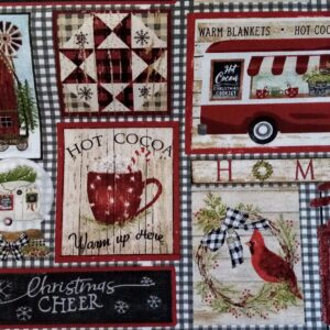 3 Wishes Christmas to Remember FQ, 1/2m & 1 yrd panel Home tartan vintage rustic