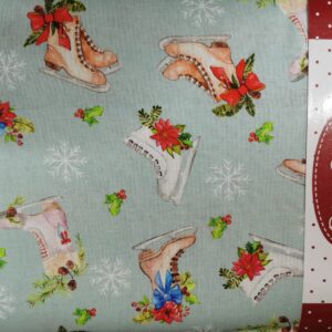Debbie Shore Christmas Traditions Fabric FQ 1/2m Advent Panel ice skates snowmen