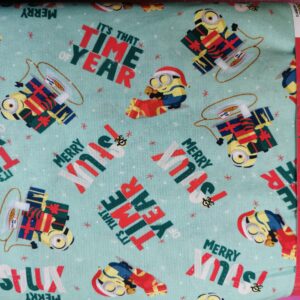 Minions Christmas Fabric 100% cotton FQ 1/2m bundle stuart kevin bob presents