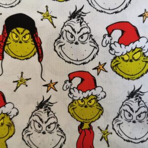 The Grinch Christmas Fabric FQ 1/2m stocking/advent panel FQ pack various design