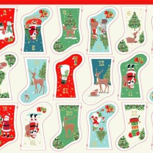 Makower & Craft Cotton Christmas Stocking DIY Kit panel lining wadding Merry Santa robin hare scandi Stuart Hillard folk art mini med large - santa mini