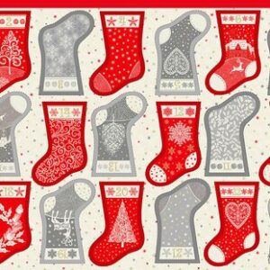 Makower & Craft Cotton Christmas Stocking DIY Kit panel lining wadding Merry Santa robin hare scandi Stuart Hillard folk art mini med large - scandi mini