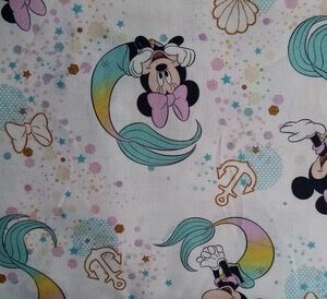 DIY Childs Apron sewing kit makes 2 aprons, includes material various Disney Girl designs, pattern and video links. Begineer level gift idea - minnie mermaid