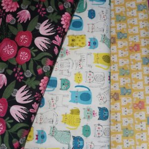 Panel Print Cushion Cover Kit Makower Kitty fabric, zip and cord, Full instructions and video. Sew at home pack easy craft gift make DIY