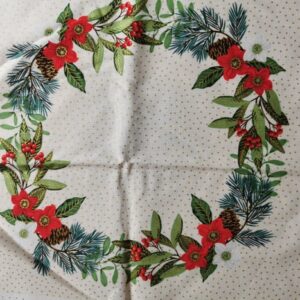 Makower Christmas Floral Wreath Panel Embroidery Kit with hoop, threads, ribbon & beads. Customise DIY, 4 designs, Home Decoration 10 inch - floral wreath