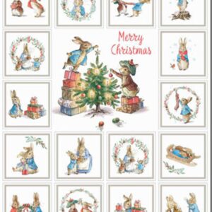 Peter Rabbit Christmas Traditions ferns wreath snow vintage FQ 1/2m Bundle Panel