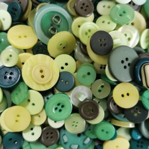 Random Coloured Buttons Mixed Bags 50g Blues Pastels Greens Oranges Purples sewing, crafts, apparel, scrap booking projects - greens