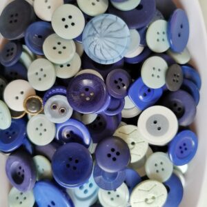 Random Coloured Buttons Mixed Bags 50g Blues Pastels Greens Oranges Purples sewing, crafts, apparel, scrap booking projects - blues